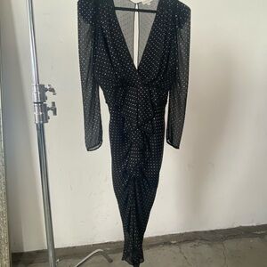 Ronny Kobo black chiffon rhinestone Astrid dress size S/M